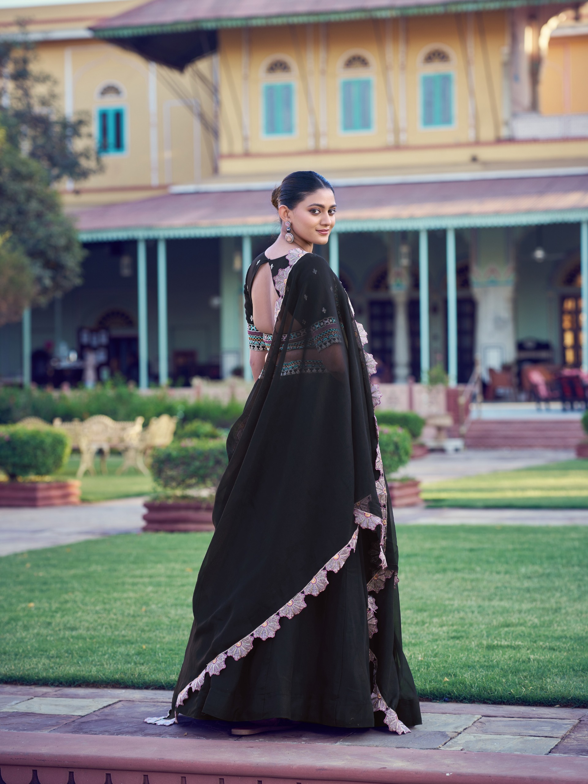 Aurum Georgette Lehenga with Thread & Sequins Embroidery